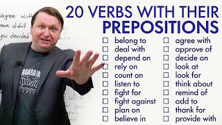 PREPOSITIONS IN ENGLISH Learn 20 Verbs with Prepositions [upl. by Haggar]