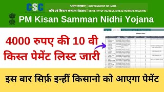 PM Kisan Samman Nidhi Yojana 4000 ki 10th Kist Payment Status  किसानो को 4 हजार की 10 वी किस्त [upl. by Ecidnac955]