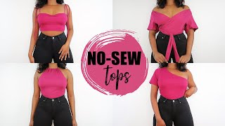 4 NOSew Tops From Old TShirts  Easy DIYs [upl. by Annawot]