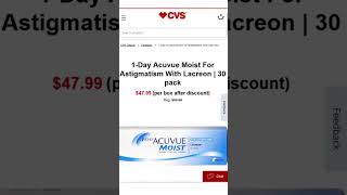 Cheapest 1 Day Acuvue Moist for Astigmatism 30pk contacts [upl. by Bonnice515]