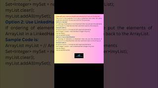 How will you remove duplicate elements from an arreylistdatastructure arreylist java shorts [upl. by Suellen]