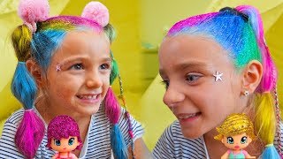 Las Ratitas y PinyPon se pintan con purpurina  Pretend play makeup and paint with glitter [upl. by Ruel502]