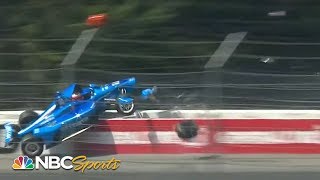 Massive wreck in first lap of IndyCar ABC Supply 500  Motorsports on NBC [upl. by Bahe]