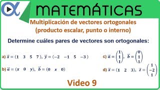 Multiplicación de vectores ortogonales producto escalar punto o interno video 9  Vitual [upl. by Adranoel337]