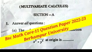 Bsc Math Core11 Q Paper 2023 Berhampur University Majhi Tutorial [upl. by Tu]