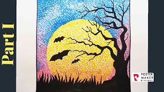 SILHOUETTE PAINTING  WATER COLOUR  POINTILLISM ART  DOT PAINTING PART I [upl. by Hterag]