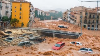 Malaga massive flooding Spain on high alert Storm DANA triggers tornado street submerged [upl. by Enar]