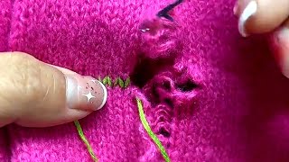 How to Perfectly Repair a Hole in a Knitted Sweater at Home [upl. by O'Brien]