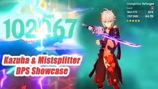 Kazuha amp Mistsplitter Damage Showcase  Broken Weapons For Main DPS  Genshin Impact [upl. by Zeculon]