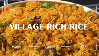 How to make VILLAGE RICE  Nigeria Palm oil rice  How to make village palm oil rice as a chef [upl. by Vivianna]