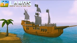 Ylands  How to Build a Pirate Ship Speed Build [upl. by Ulland]