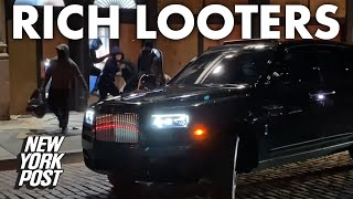 Looters flee in luxury SUVs after ransacking NYC stores  New York Post [upl. by Aggappera]