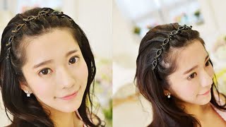 Double Bangs Hairstyle Hairpin  Korean braided headband 2020—3Sec Create Perfect Princess Hairstyle [upl. by Oinigih]