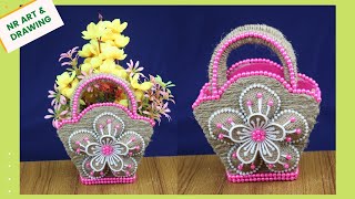 DIY Handmade Beautiful Flower Basket Making Idea Using Jute Sack  WOW [upl. by Anum]