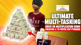 Fastest to Solve 50 Multiplication Sums Using Abacus Mental Math amp Building Cup Pyramid with 75 Cups [upl. by Sitoiganap875]