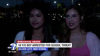 Teen arrested after school threat targeting football game at Golden Gate High School [upl. by Wilhelm]