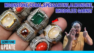 GEMSTONES UPDATE 29042024  MOONSTONE RHODOLITE PYROPE ALMANDINE SPESSARTINE GARNET SRILANKA CORAL [upl. by Horacio]