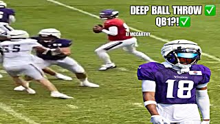 JJ McCarthy amp Minnesota Vikings TEASER running FIRST TEAM OFFENSE in Padded Training Camp [upl. by Suiradal]