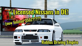 Licensed Nissans in DE  Roblox Driving Empire [upl. by Aipmylo608]