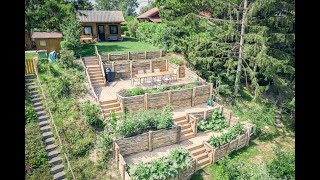 Holz im Garten ist natürlich und schön Terrassierung  Gartengestaltung amp anlage [upl. by Linson]