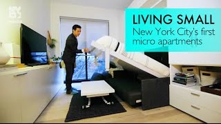 Tiny Living We get a sneak peek at NYCs first quotMicroApartmentsquot [upl. by Analle]