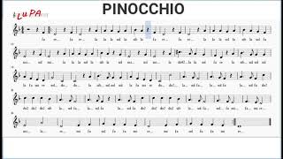 Pinocchio  Flauto dolce  Karaoke  Spartito  Note  Instrumental  Canto  Musica [upl. by Tristas]