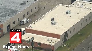 Aerial footage Aftermath of explosions massive fire in Macomb County [upl. by Navek]