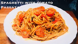 Spaghetti with tomato Passata  easy 15 min meal [upl. by Adnirb247]