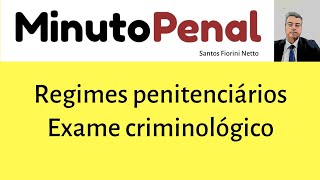 16 Regimes penitenciários Exame criminológico [upl. by Nnaer]