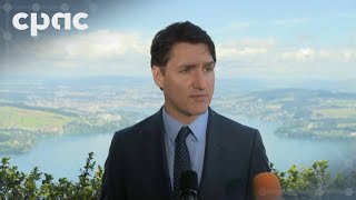 PM Justin Trudeau speaks with reporters in Bürgenstock Switzerland – June 16 2024 [upl. by Nauqal]