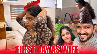 FIRST DAY AS A WIFE 😍  ഭർത്താവിന്റെ വീട്ടിൽ ആദ്യ ദിവസം 🥹  HOME TOUR  PULLOTHI [upl. by Halle974]