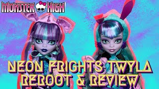 NEON FRIGHTS TWYLA REROOT amp REVIEW Monster High Skulltimate Secrets Doll Unboxing 🕸️🐰 [upl. by Mat402]