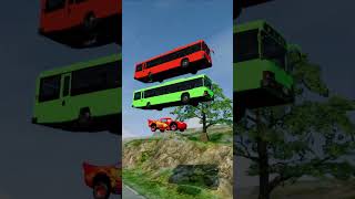 Mix Color Long City Buses amp Double Flatbed Trailer Truck vs Big Bollards shorts beamngdrive 70 [upl. by Mason859]