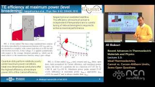 nanoHUBU Thermoelectricity L55 Recent Advances  Ideal Thermoelectrics Carnot vs CurzonAhlborn [upl. by Gallard457]