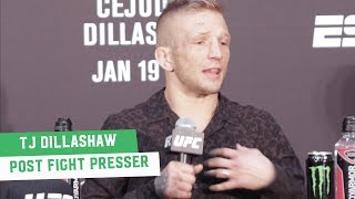 TJ Dillashaw furious at Post Fight Press Conference quotHenry Cejudo didnt winquot [upl. by Ijnek]