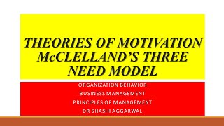 THEORY OF MOTIVATION McCLELLAND’S THEORY OF NEEDMcCLELLAND’S THREE NEED MODEL [upl. by Ynaffat]