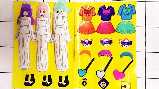 PAPER DIY HOW TO MAKE PAPER DOLL BOOK BACK TO SCHOOL DRESS SANRIO KUROMI BAG SPECIAL EDITION [upl. by Teews]