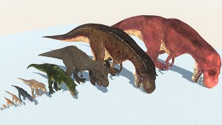 ALL TREX of Evolution VS All Dinosaurs Giant Tyrannosaur vs Triceratops [upl. by Eibbor]