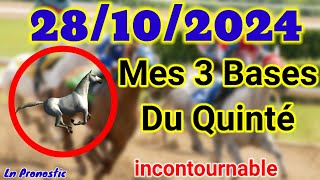 Pronostics PMU Mes 3 bases incontournable LUNDI 28 OCTOBRE 2024 CHANTILLY [upl. by Peterson56]