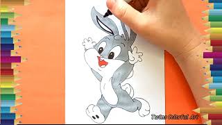 Drawing and coloring baby Bugs BunnyDesenhando e pintando o Pernalonga bebê [upl. by Icak532]