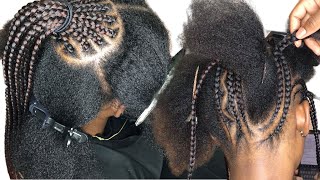 Braided Updo ponytail Tutorial nice and full on Natural hair  Summertime Go To Braids [upl. by Armitage325]