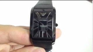 Mens Emporio Armani Black Dial Leather Watch AR2060 [upl. by Dnesnwot138]