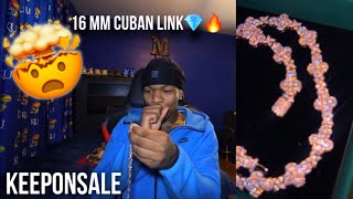 16 MM CUBAN LINK CHAIN UNBOXING  REVIEW KEEPONSALE💎🔥 [upl. by Natsirc]