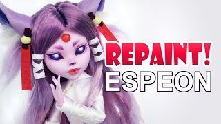 Repaint Espeon Pokemon Eeveelutions Custom OOAK Monster High Doll [upl. by Htebazila828]