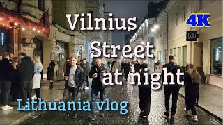 Travel to Lithuania  Vilnius 4K  Vilnius street at night  2024 [upl. by Bergen796]