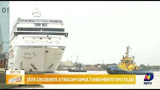 Itajaí recebe simultaneamente duplo atracamento de navios de cruzeiro [upl. by Charlene239]