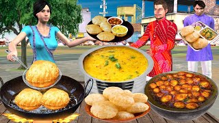 10 Rs Ka Dal Puri Masala Aloo Curry Famous Poori Street Food Hindi Kahani Moral Stories Comedy Video [upl. by Ynatil]