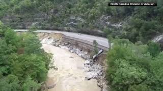 Video of damage from Helene flooding to I40 in North Carolina [upl. by Napier]