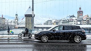 A snowy day in Lucerne Switzerland 🇨🇭 Winter 4K ❄️ [upl. by Flosi]