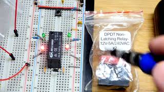 How to use 12V double pole double throw DPDT non latching relay electronics DIY tutorial [upl. by Aifoz632]